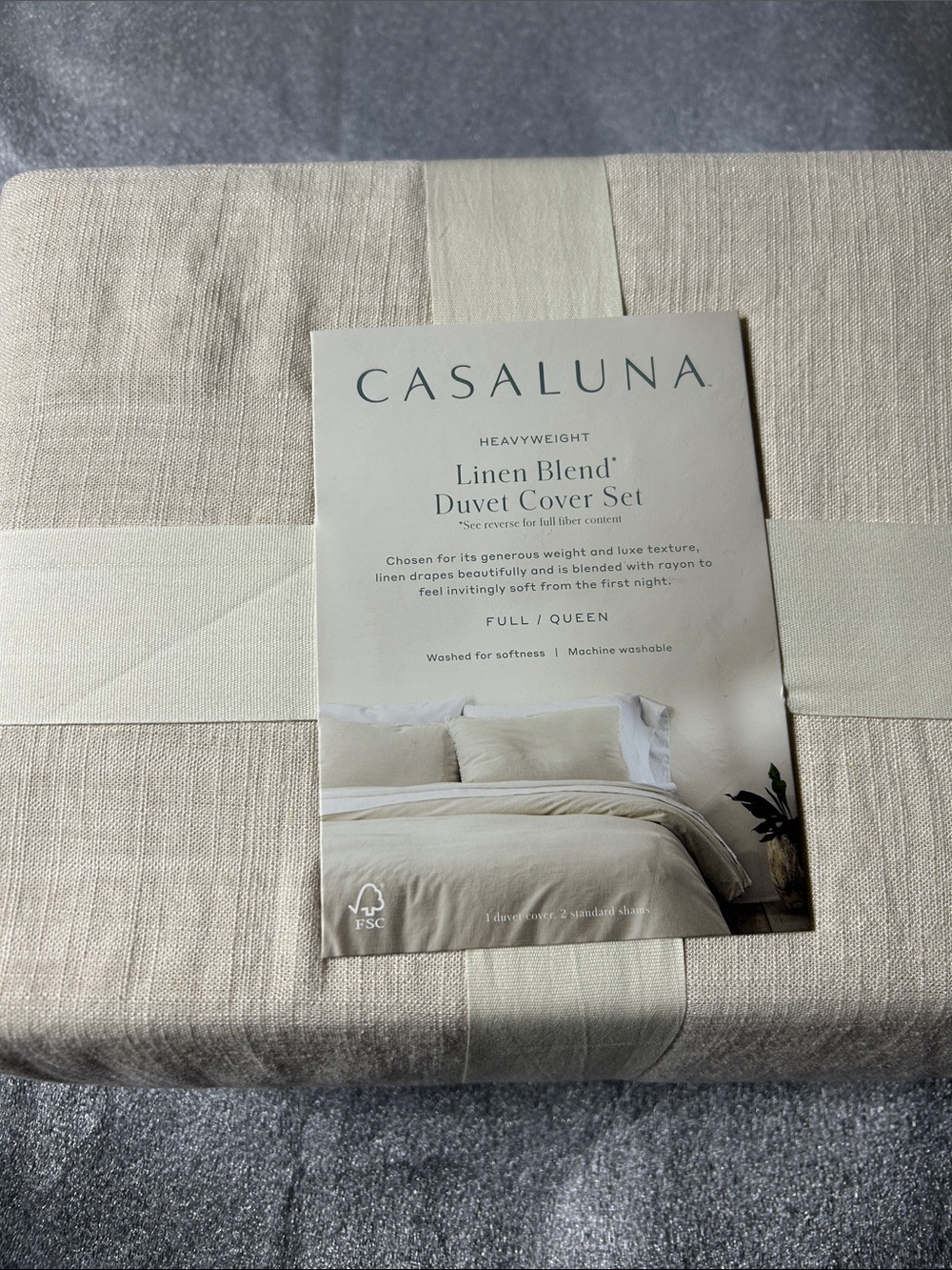 Casaluna F/Q Heavyweight Linen-Blend Duvet Cover Set - Natural Cream